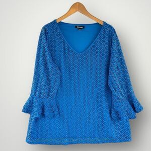 🎉5 for $45🎉 Roz & Ali lace top blouse shirt size 2X blue